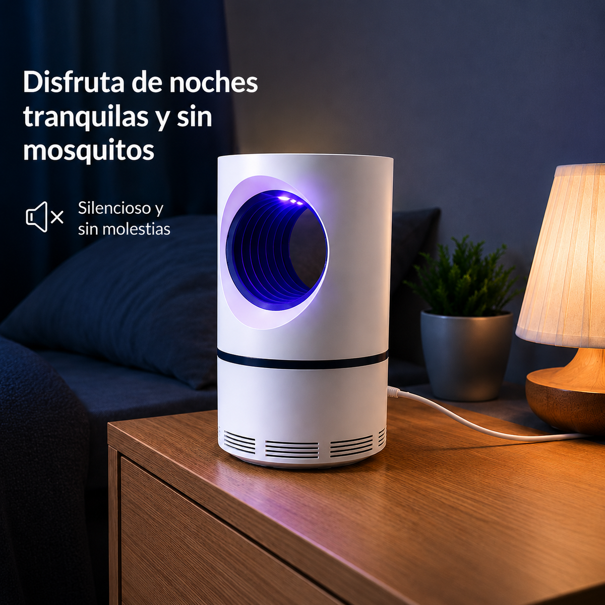Lámpara Antimosquitos LED UV con Sistema de Succión USB